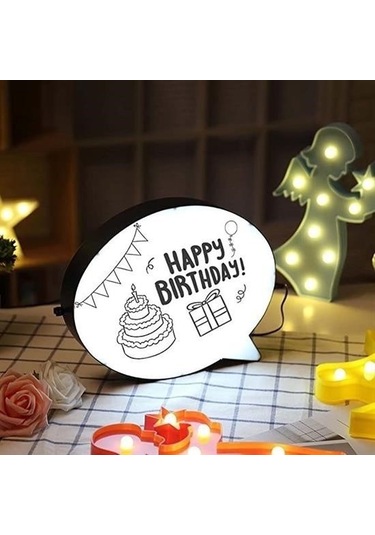 Evyora Kalemle Yazılabilen Konuşma Balonu Görünümlü Işıklı Mesaj Panosu