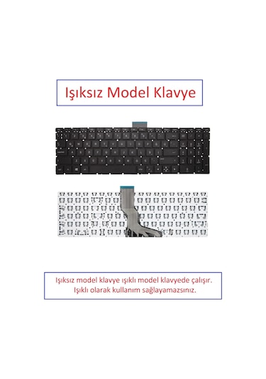 Siyah-ışıksız, Notebook Klavye - Hp Pavilion 15-bs115nt - Muadili İle Uyumlu