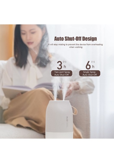 Neevoyu Portatif Çift Fönlü Usb Nemlendirici, Otomobil/ev İçin Sessiz, Gece Lambalı, Otomatik Kapanma Özelliği Pembe