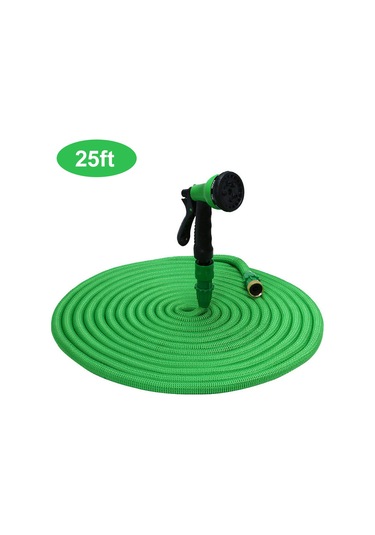 Kosona Yeşil Genişletilebilir 3 Katı 25ft Su Hortumu - 7 Farklı Sprey Moduyla Araba Yıkama, Bahçe Sulama Ve Temizlik Yeşil