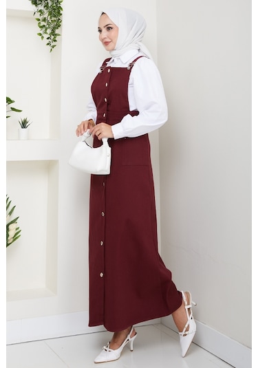 Boydan Düğmeli Gabardin Jile 1552 - Bordo Bordo