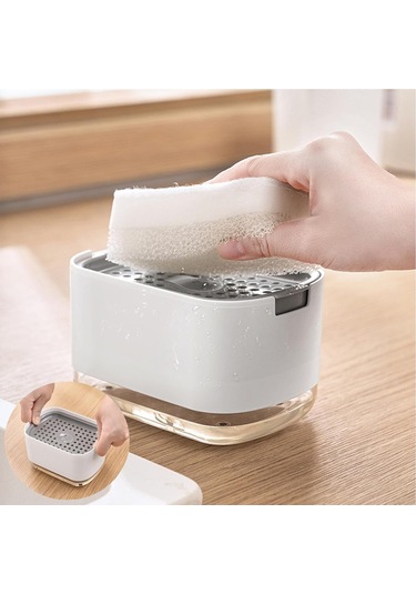 Mufunye 2'li Mutfak Sabunu Dağıtıcı + Sünger Tutucu, 300ml Kapasite, Sızıntı Engeli, Sünger Dahil Diğer