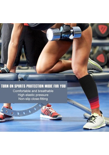 Mavi 1 Çift Buzağı Kollu Koşu Spor Bacak Elastik Sıkıştırma Manşonu Çorap Açık Hava Sporları Fitness Zpg İçin