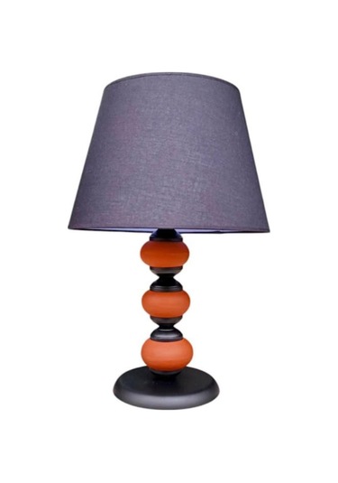 Odessa Abajur Siyah Metal Kırmızı Seramik Siyah Şapka Bordo