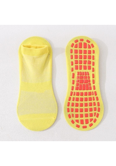 Sarı Tutkal Nokta Kaymaz Çorap Kavrama Çorap Kaymaz Yoga Ev Terlik Çorap Yastıklı Taban Çorap Erkekler Kadınlar İçin Sarı