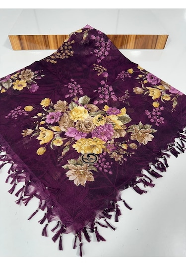 Sökme Boncuklu Pamuk Yazma - 05650 Mürdüm