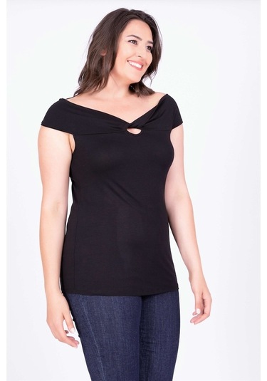 Düğümlü Karmen Yaka Tişört