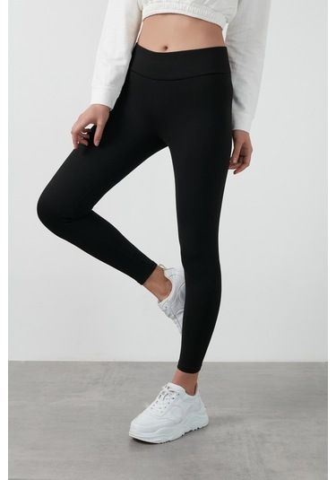 Lela Büyük Beden Seçeneğiyle Yüksek Bel Toparlayıcı Üşütmeyen Kışlık Spor Bayan Tayt 626Tights Siyah