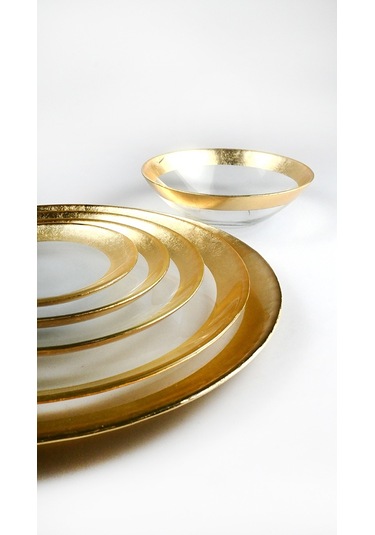 Altın Varak Bant Cam Çorba Salata Kasesi 17 Cm