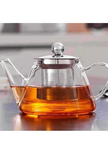 Epinox Cam Demlik Çelik Süzgeç V Model 500 ML Şeffaf