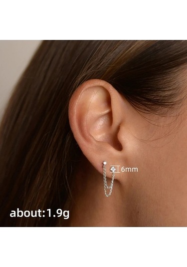 Flybuy Yeni Tasarım Huitan Çıtçıt Püskül Küpe Kadın Gümüş E2077, 1.5cm Sallantılı Gümüş Küpe, Trendy Geometrik Model, Kadınlar İçin Moda Aksesuar Gümüş