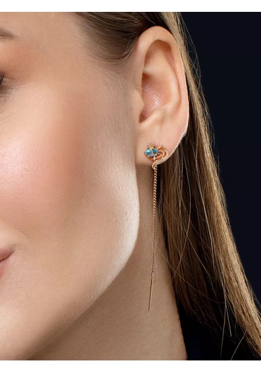 Sılver Whale Taşlı Uzun Zirkon Kuyruklu Gümüş Küpe 216920133 Altın