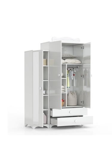 Patiko Sahra 059 3 Kapaklı Beyaz Dolap