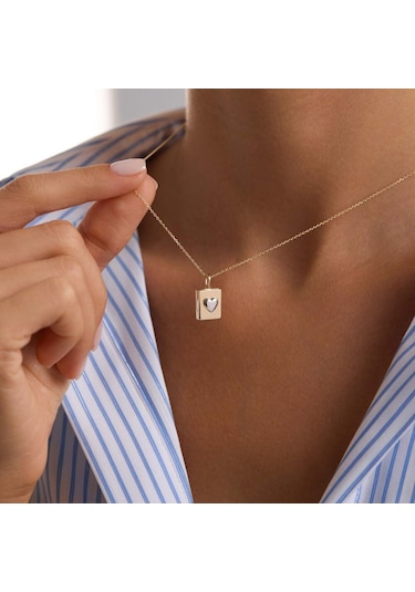 Sembolgold Sevimli Kapaklı Kalp Kolye 10.1 Mm 45 Cm T14384 Renkli