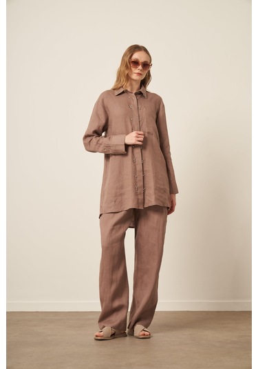 Ftz Women Kadın Ham Keten Takım Vizon 31115 Vizon