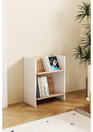 Derga 2 Raflı Kitaplık Beyaz - Meşe