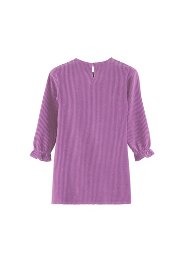 Denokids Çiçekli Kız Çocuk Lila Kadife Elbise Renkli