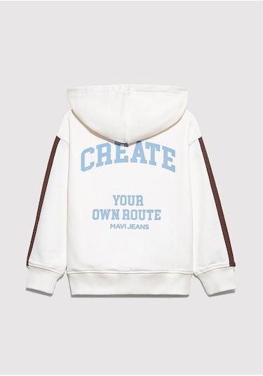 Mavi - Baskılı Kapüşonlu Ekru Sweatshirt 6s10165-70057 Ekru