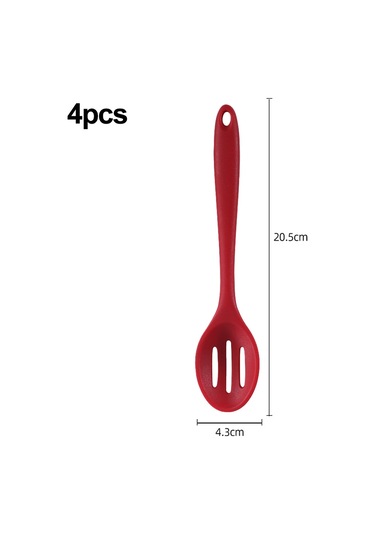 4 Adet Oluklu Silikon Kepçe Yapışmaz Silikon Karıştırma Kaşığı