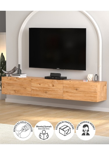 Tv Ünitesi Tv Sehpası Düşer Kapaklı Tv Ünitesi Televizyon Sehpası 180 Cm Marvel Çam Çam