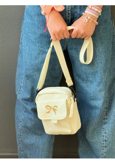 Kız Çocukları İçin Fiyonklu Cross-body Omuz Çantası 405368470 Beyaz