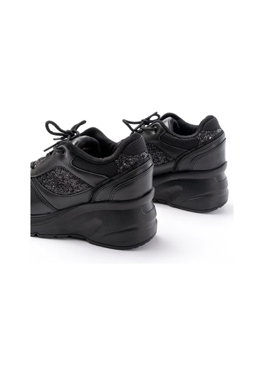 F-185 Siyah Günlük Bağcıklı Taş Aksesuarlı Yazlık Spor Ayakkabı Siyah