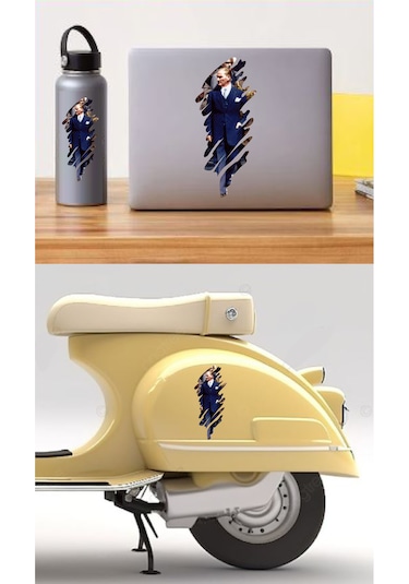 Büyük Atatürk Mustafa Kemal Atatürk Sticker - Araba Oto Motosiklet Karavan Sticker - 00322 15x6 Cm