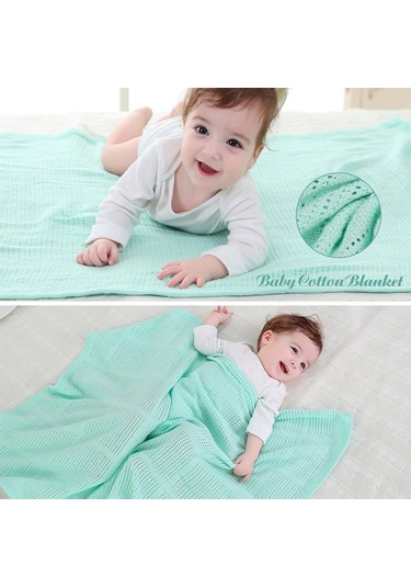 Vkemall "yumuşak Pamuk Bebek Battaniyesi - Nefes Alabilir Delikli Tasarım, Seyahat Ve Uyku İçin" Nane Yeşili