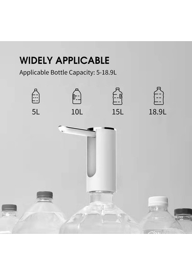 Leezsing Katlanabilir Su Şişesi Dağıtım Pompası Usb Şarj Edilebilir Su Geçirmez İçme Suyu Dağıtım Pompası Beyaz