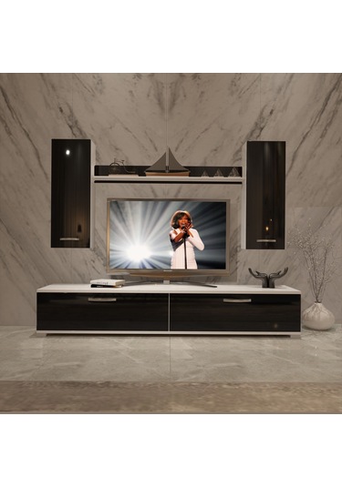 Decoraktiv Eko 7 Slm Std Tv Ünitesi Tv Sehpası Beyaz - Siyah