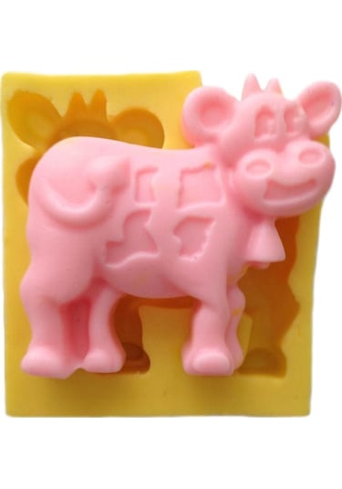 İnek Şeklinde Silikon Pasta Ve Seker Hamuru Kalibi 7x7x2 Cm Yeşil