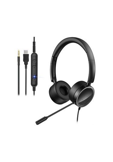 Xindoker H360 Kulaküstü Telefon Kulaklığı: Gürültü Engelleme Mikrofonlu, Ses Kontrol Ve Sessiz Modlu, 3.5mm/usb İki Fonksiyonlu Siyah