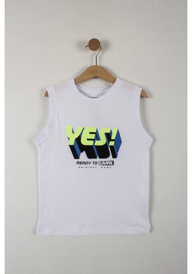 Erkek Çocuk Yes Yazılı Şortlu Takım-6087-Beyaz-Yeşil Beyaz - Yeşil