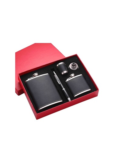 Erkekler İçin Hediye Seti, Kalem, Şarap Kadehi, Şarap Süzgeci, 2 İçecek Şişesi, Paslanmaz Çelik