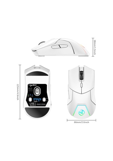Mufunye Hxsj T40 Kablosuz 2.4g/bluetooth 5.1 Oyun Faresi - 4000dpı, Rgb Aydınlatma, Uzun Pil Ömrü, 7 Tuşlu 001