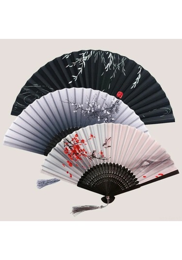 Singree Dans Gösterileri İçin Klasik Bambuslu İpek Çelik Fan - Çin-japon Stili, Nikah, Banket, Hediye