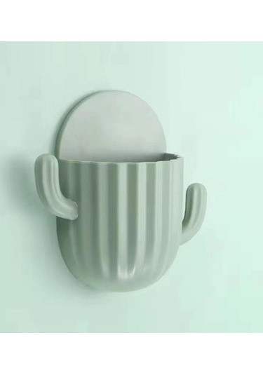 Diş Fırçası Tutucu Ev Duvar Kendinden Yapışkanlı Dikişsiz Kaktüs Depolama Rafı Tıraş Makinesi Organizatör Drenaj Raf Banyo Aksesuarları Yeşil