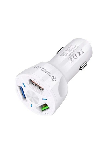 Createtech Yüksek Ysy-395kc Usb Telefonu Tablet Şarj Şarj Qc3.0 Güçlü Evrensel Cihazı Cihazı Cep Beyaz Araç Araç 35w 3 / Ec