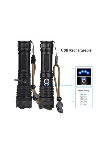 Jeemson "p50 Güçlü Led El Feneri - 600 Lümen, Şarj Edilebilir, Taşınabilir Ve Dayanıklı" Siyah