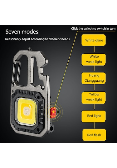 MSO Outdoor VIP Kalite Multifonksiyonel Karabina & Led Fener Gümüş