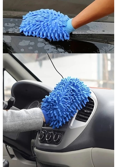 Mikrofiber Oto Yıkama Ve Temizlik Eldiveni Makarna Desenli