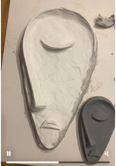 Taş Heykel Duvar Maskesi, El Yapımı Soyut Yarı Yüz Dekoru, Ev Ve Ofis İçin Benzersiz Ev Hediyesi