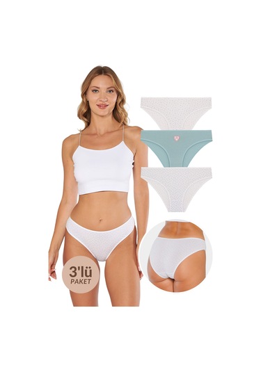 Kit İç Giyim Berrak 3'lü Desenli Kadın Külot Çok Renkli