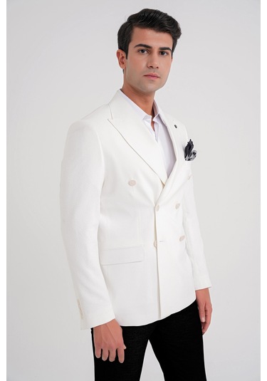 C 646 Ceket Slim Ekru Casual Ekru