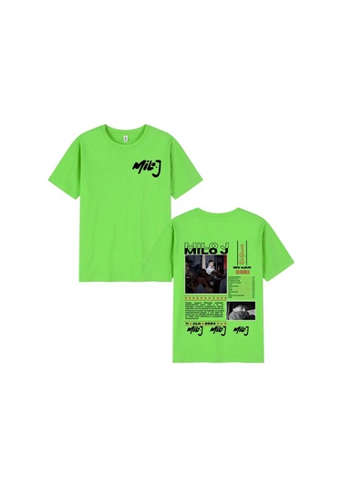 Dshztooma Rapçi Milo J166 Albümü T-shirt Erkek Kadın Hip Hop Pamuk Rahat Kısa Kolluordu Yeşil Ordu Yeşil