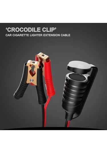 Pazly 16.4ft Tr-29a Tiger Clip Akü Adaptörü, 16awg Kablo, 12v Soket, Krokodil Klips Ve Aux Bağlantı