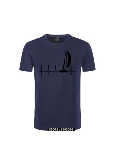 Cınessd Yelken Kalp Atışı Grafikli Yazlık %100 Pamuk Erkek Tshirtturkuaz Turkuaz