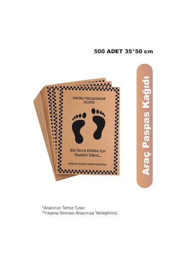 Araç Araba Oto Paspas Kağıdı Baskılı 500 Adet 35x50 Cm