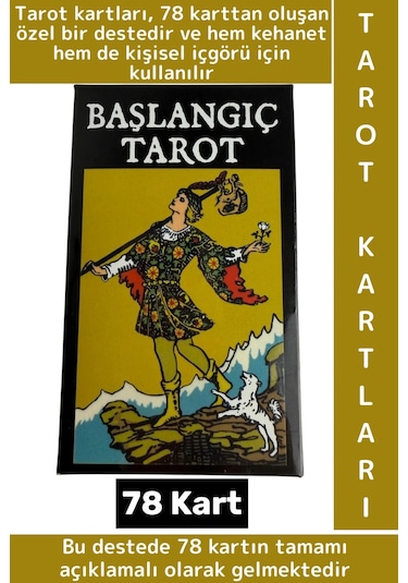 Özel Üretim Psikolojik Kişisel İç Yansıtma Kehanet Açıklamalı Başlangıç Tarot Destesi 78 Kart