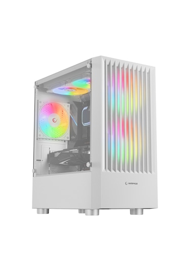 Rampage Lyra Mesh Temperli Camlı 3x12 CM Rgb Fan M-Atx Mini-T Gaming Oyuncu Kasası Beyaz